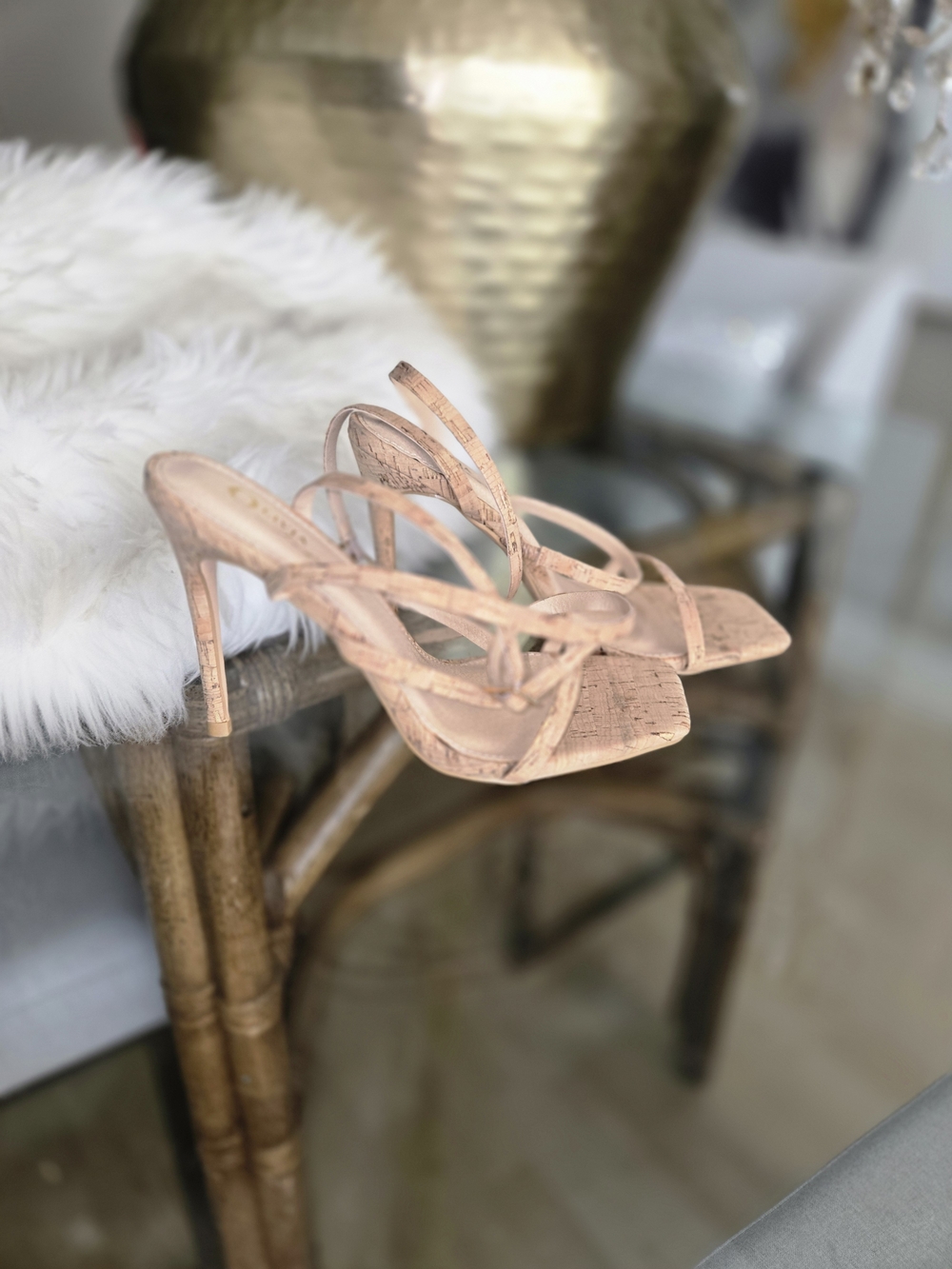 Women's Strappy High-Heel Sandals in Blush Pink